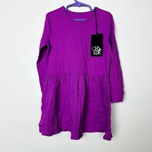 Chaser NWT Kids Girls Long Sleeves Peplum Casual A-Line Easy Dress Magenta Sz 6